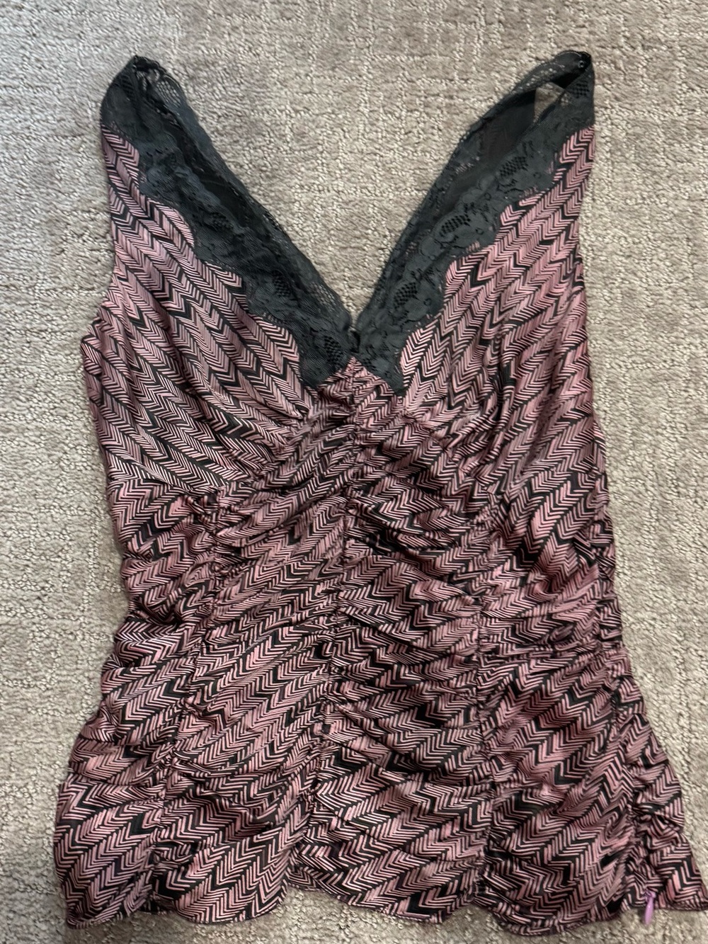 The Limited Black Chevron-Pattern Lace-Trim Cami